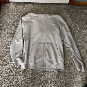 White Nike L zip-up hoodie